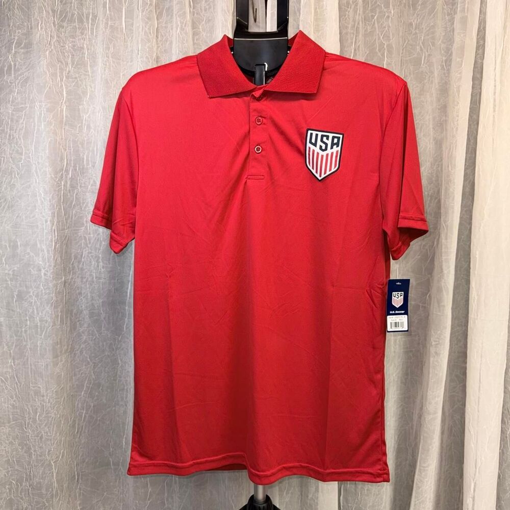USA U.S. Soccer Men’s Red Polo Shirt Size Medium NWT USMNT Icon Sports
